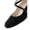 Werner Kern Marina dames dansschoenen suede zwart met kruisbandje van glimmend leer