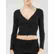 Temps-Danse-Vidy-dames-overslag-vest-lange-mouwen-zwart-voorkant
