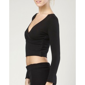 Temps-Danse-Vidy-dames-overslag-vest-lange-mouwen-zwart-zijkant