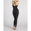 Temps-Danse dames dames unitard gekruisde spaghettibandjes zwart achterkant 