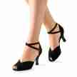 Werner Kern Asta zwart suede 6,5cm hak dames dansschoenen kruisbandje over de enkel met druk gesp