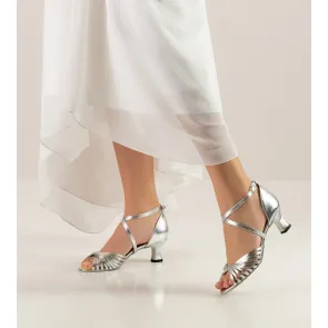 Werner Kern Mary dames dansschoenen bruidsschoenen zilver met laag flare hakje