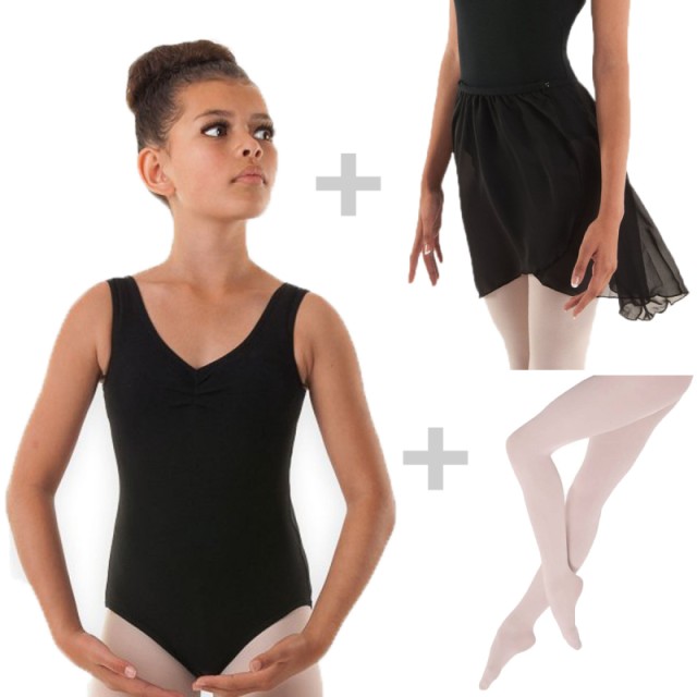 Alista Dancer Basics Alista Balletkleding Set 2 Zwart Balletpakje Balletrokje en Panty