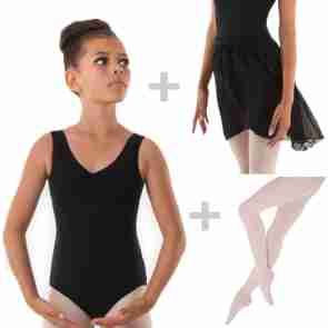 Alista Dancer Basics  Alista Balletkleding Set 2 | Zwart Balletpakje + Balletrokje + Panty