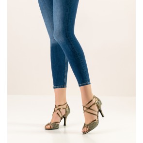 Nueva Epoca Penelope Dansschoenen voor Dames olijfkleurig dierenprint hoge hak