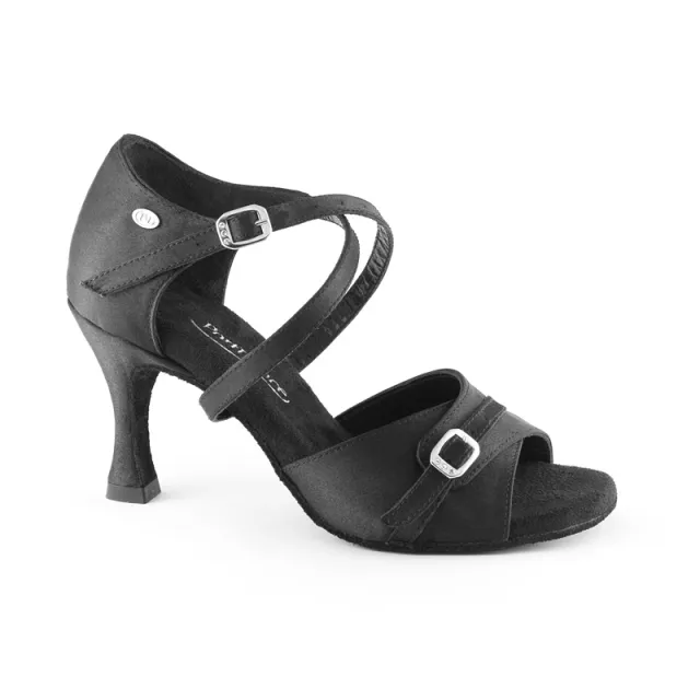 Portdance PD636 Premium Zwarte satin dansschoenen voor dames salsa