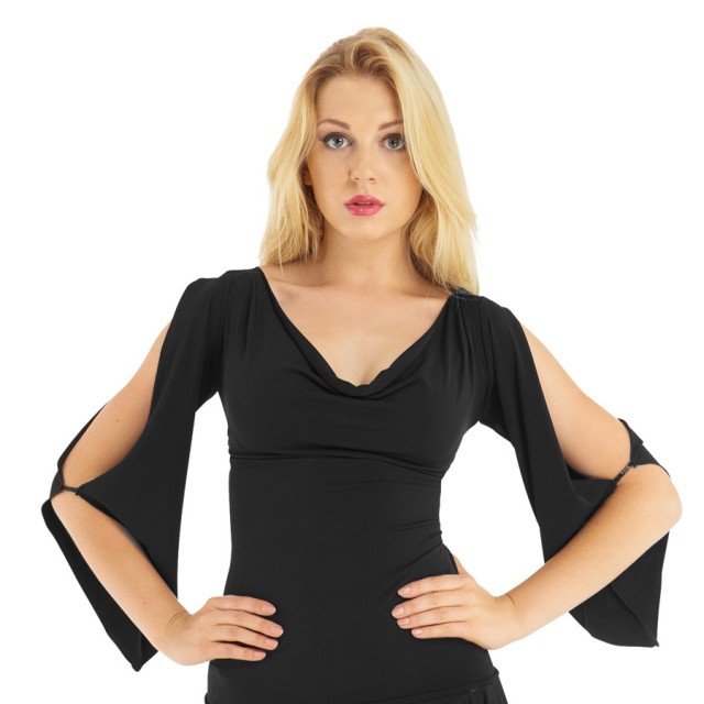 Rumpf PRAGA Dames Top met driekwart mouwen met splitten en grote open polsen