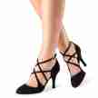 Nueva Epoca Jaida Dansschoen Dames Dichte Neus Kruisbandjes Zwart Suede