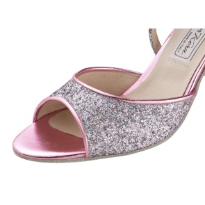 Werner Kern Alina dames dansschoenen glitter roze opvallende dansschoenen glamour hoge hak 8 centimeter