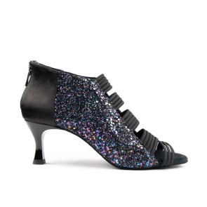 Portdance PD811 dames dansschoenen zwart glitter zijkant
