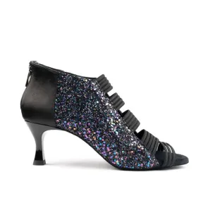 Portdance PD811 dames dansschoenen zwart glitter zijkant