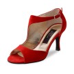 Nueva Epoca Linea dames Dansschoenen rood suede brede band gesloten model open neus