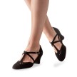 dansschoen voor dames Werner Kern Lea zwart suede met bandjes en comfortabel breed voetbed
