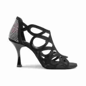 Portdance PD814 Zwart Nubuck met Strass Steentjes