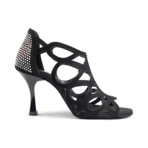 Portdance PD814 Zwart Nubuck met Strass Steentjes