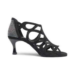 Portdance PD814 Salsaschoenen Zwart Nubuck Strass