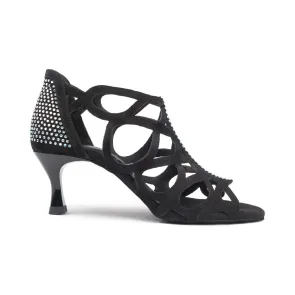 Portdance PD814 Salsaschoenen Zwart Nubuck Strass