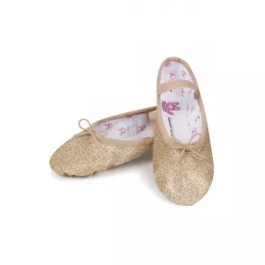 Bloch Gouden glitter balletschoenen voor kinderen - Volledige zool - Elastieken bandje -  Glitterdust S0225GG
