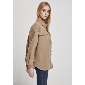Urban Classics Vrouwen Classic Overshirt Lichtbruin