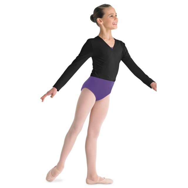 Bloch CZ5407 meisjes overslag balletvest met lange mouwen zwart