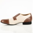bruine en creme kleurig leer heren dansschoen met vetersluiting en voetbed werner kern 28051
