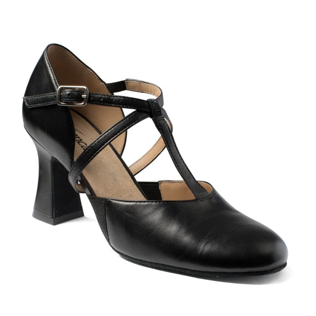 SoDanca SD152 Broadway-cabaretschoen met T-riempje zwart