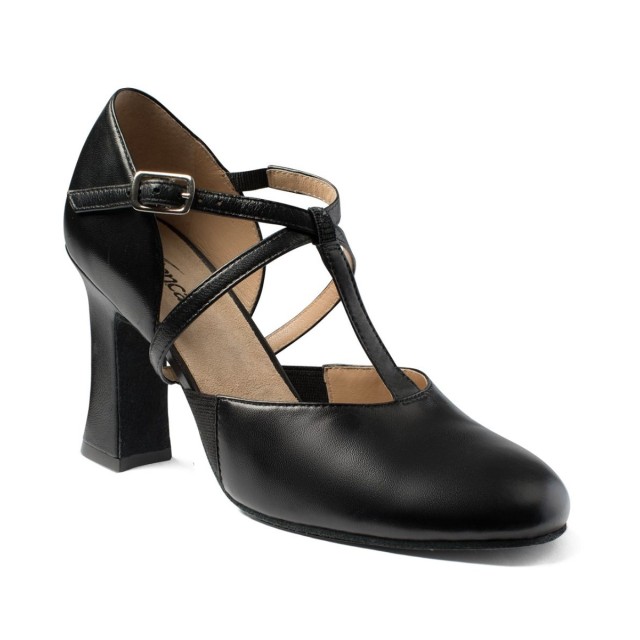 SoDanca SD152 Broadway-cabaretschoen met T-riempje zwart