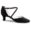 Anna Kern 572-50 Dames dansschoenen met gesloten neus van zwarte suede met 5 cm Flare Hak