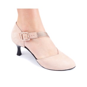 Portdance PD126 dames nubuck dansschoenen beige dichte neus