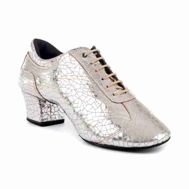 Portdance PD706 Dames Trainingsschoen Zilver Craquelé Leer