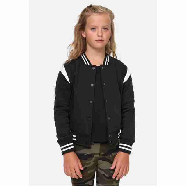 Urban Classics Meisjes Bomberjack zwart wit voorkant