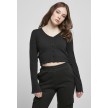 Urban Classics Dames Cropped Rib Cardigan zwart