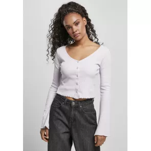 Urban Classics TB4533 Dames Korte Ribstof Vest met Lange Mouwen