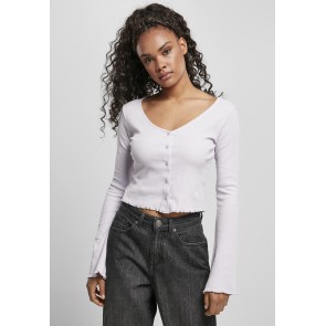 Urban Classics TB4533 Dames Korte Ribstof Vest met Lange Mouwen