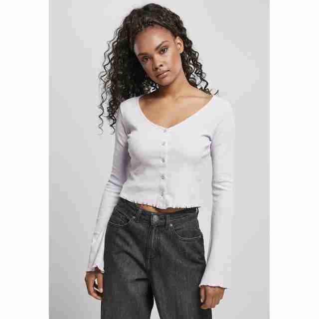 Urban Classics TB4533 Dames Korte Ribstof Vest met Lange Mouwen