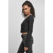 Urban Classics Dames Cropped Rib Cardigan zwart