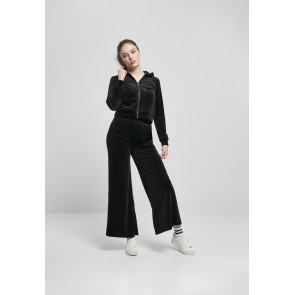 Urban Classics Dames korte fluwelen Hoodie met Rits