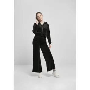 Urban Classics Dames korte fluwelen Hoodie met Rits