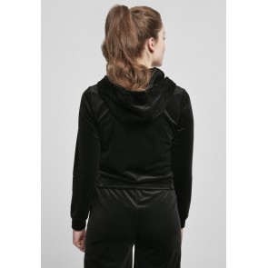 Urban Classics Dames korte fluwelen Hoodie met Rits