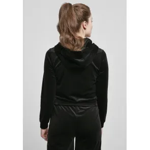 Urban Classics Dames korte fluwelen Hoodie met Rits
