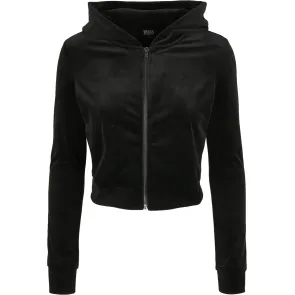 Urban Classics Dames korte fluwelen Hoodie met Rits