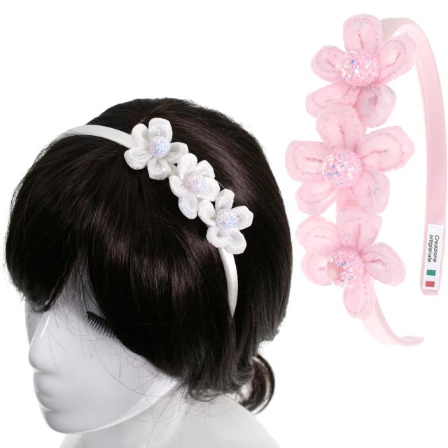 Alista B07749 Satijnen Haarband met Bloemen