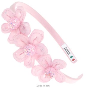 Alista B07749 Satijnen Haarband met Bloemen Roze