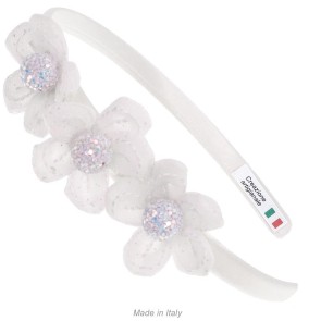 Alista B07749 Satijnen Haarband met Bloemen Wit