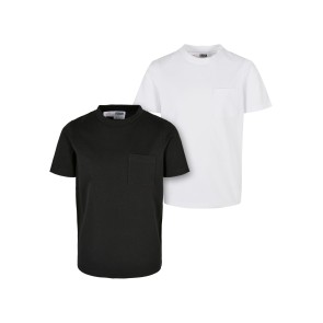 Urban Classics Jongens Basic T-shirt van biologisch katoen met zak - Set van 2