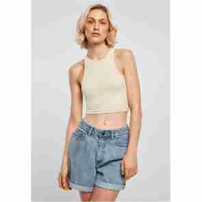 Urban Classics Dames Cropped Rib Top Beige