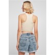 Urban Classics Dames Cropped Rib Top Beige achter