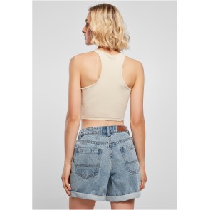 Urban Classics Dames Cropped Rib Top Beige achter