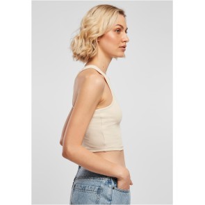 Urban Classics Dames Cropped Rib Top Beige rechts