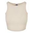 Urban Classics Dames Cropped Rib Top Beige voorkant